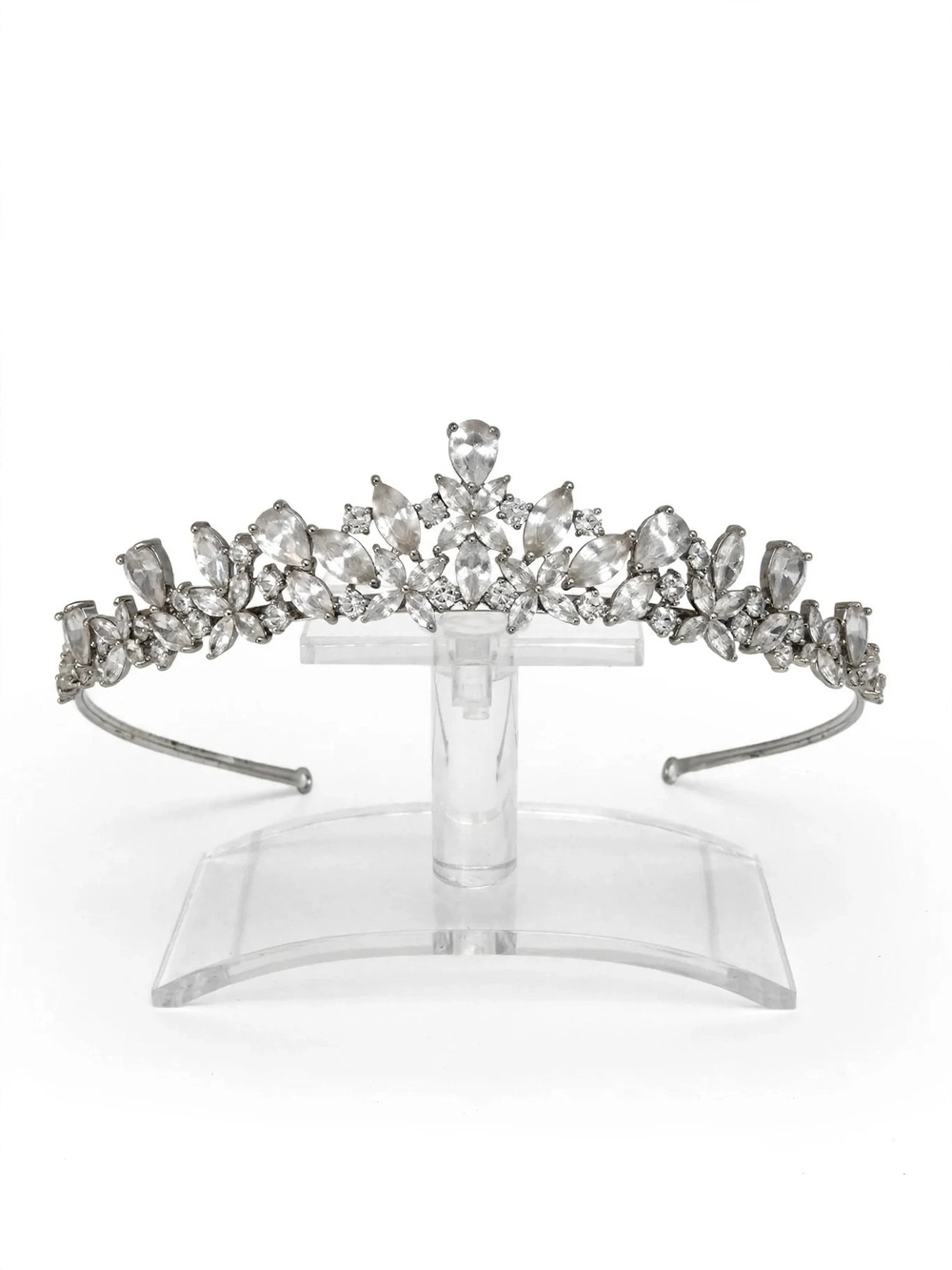 Crystal Silver Bridal Tiara - Elegant Sparkling Headpiece